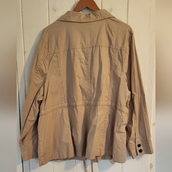 Lane Bryant Tan Button-front Cinch Waist Trench Utility Jacket - Picture 3 of 8